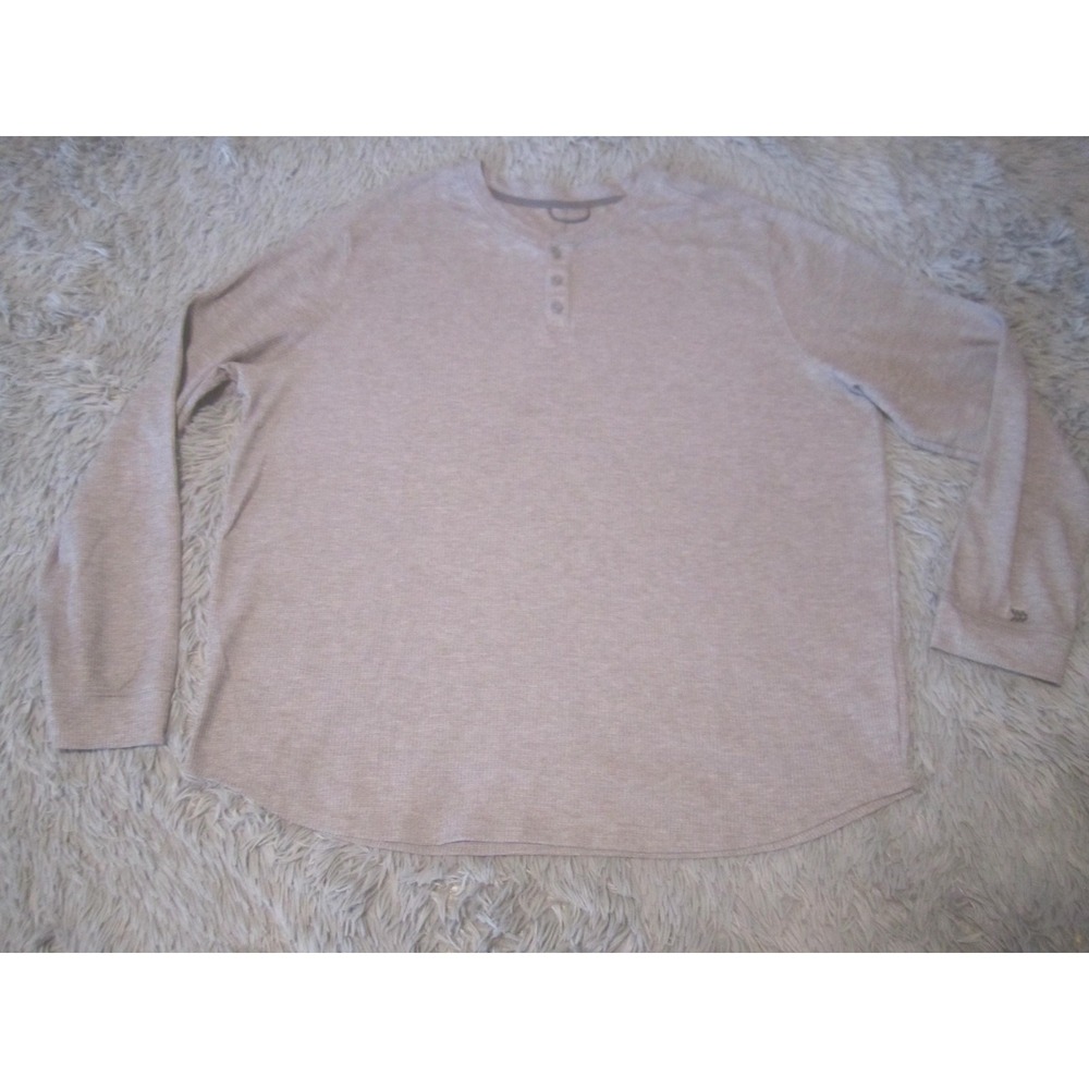 All In Motion Shirt Mens 2XL Gray Waffle Knit Henley Thermal Long Sleeve Tee